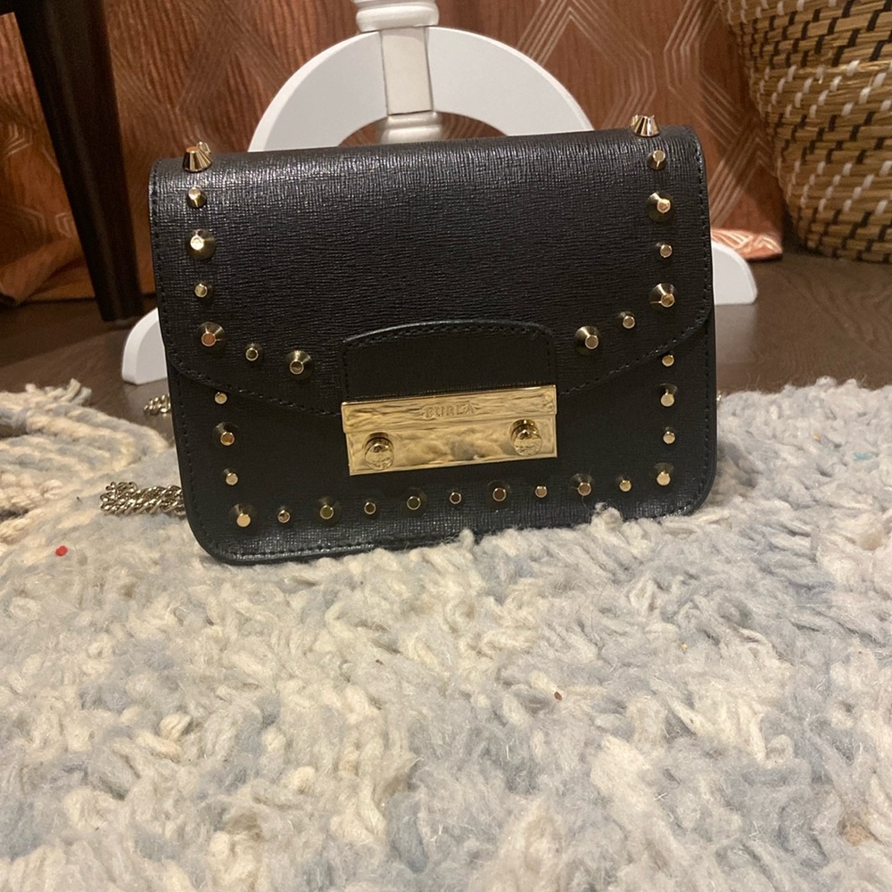 Black Furla stud bag